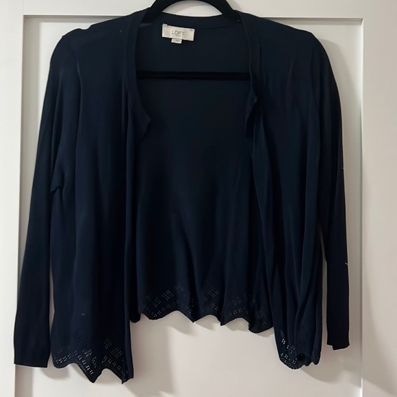LOFT Sweaters - Beautiful dainty blue cardigan with crochet detailing